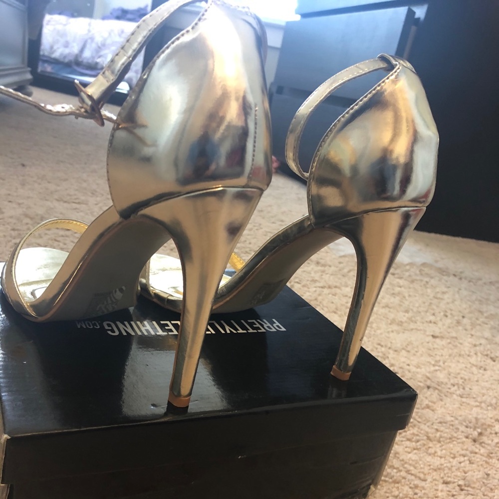 PLT Gold Metallic Strappy Heels